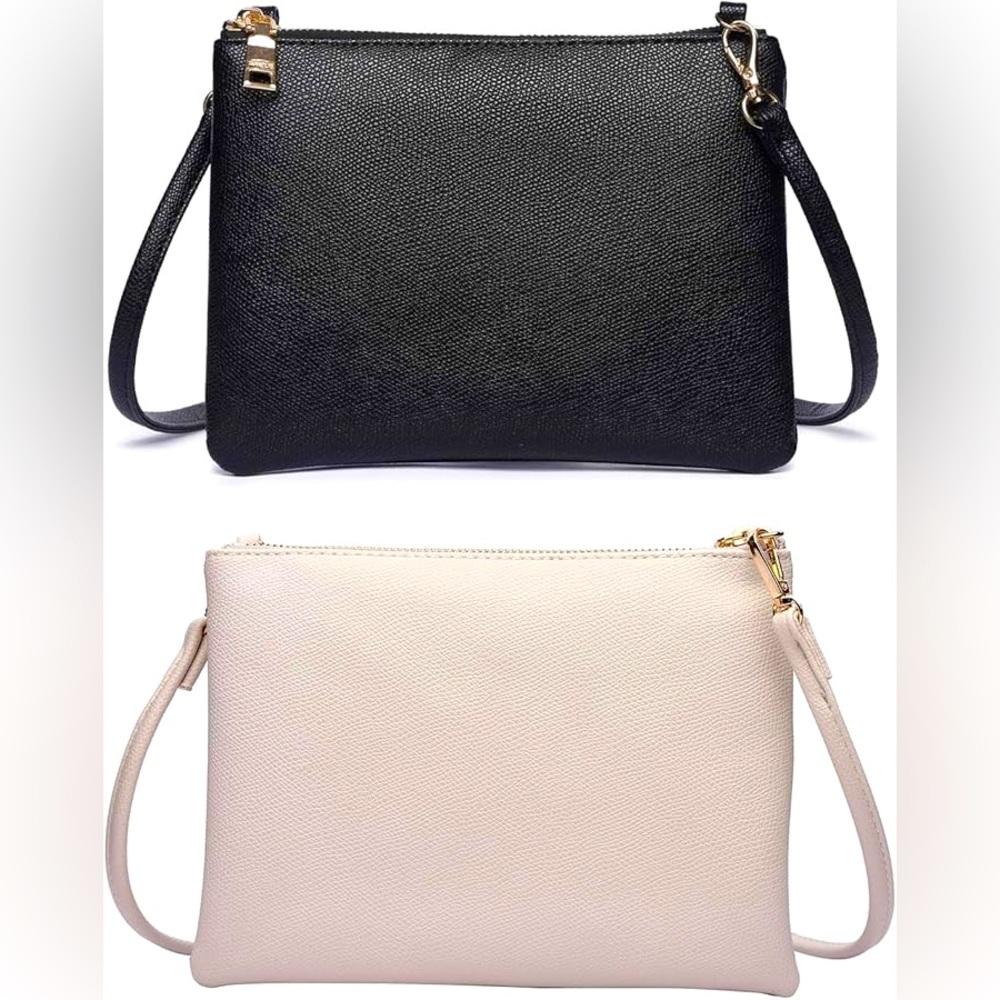 Set of 2 Black and Cream Women's Crossbody Bags